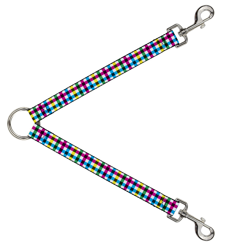 Dog Leash Splitter - Buffalo Plaid White/Multi Color Dog Leash Splitters Buckle-Down   