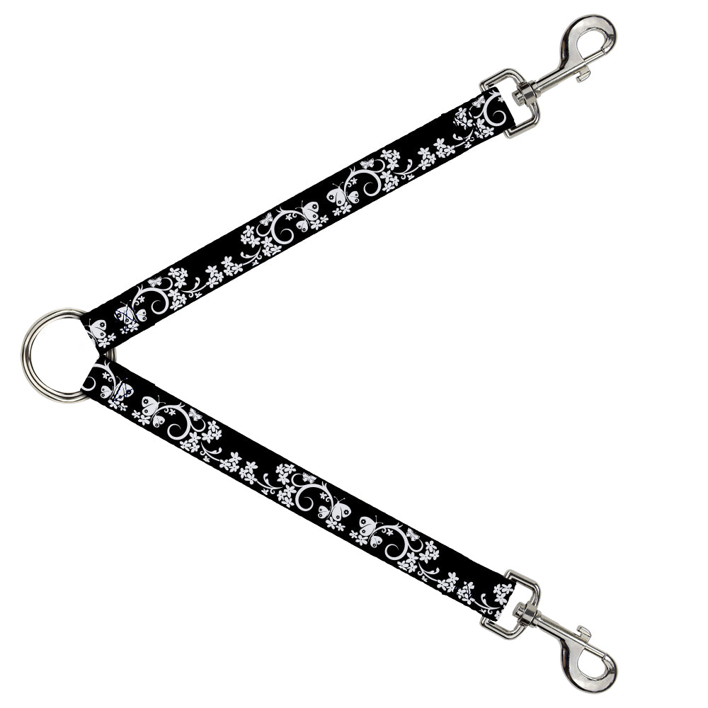 Dog Leash Splitter - Butterfly Garden 2 Black/White Dog Leash Splitters Buckle-Down   
