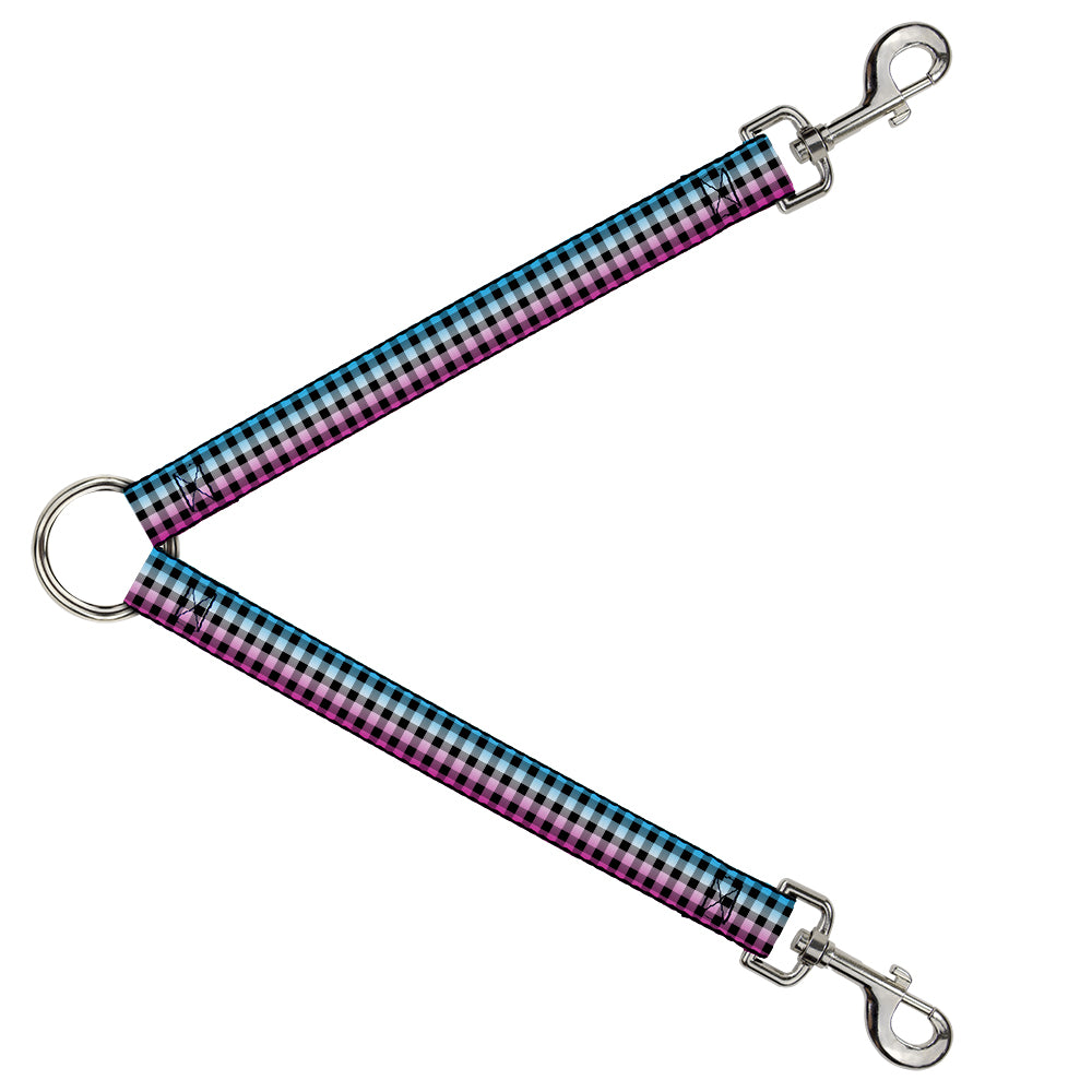 Dog Leash Splitter - Buffalo Plaid Turquoise/Fuchsia Fade Dog Leash Splitters Buckle-Down   