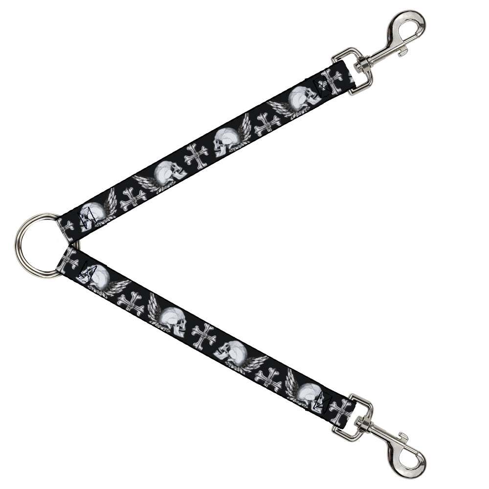 Dog Leash Splitter - BD Skulls w/Wings Black/White Dog Leash Splitters Buckle-Down   