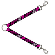 Dog Leash Splitter - Buffalo Plaid Abstract White/Black/Fuchsia Dog Leash Splitters Buckle-Down   