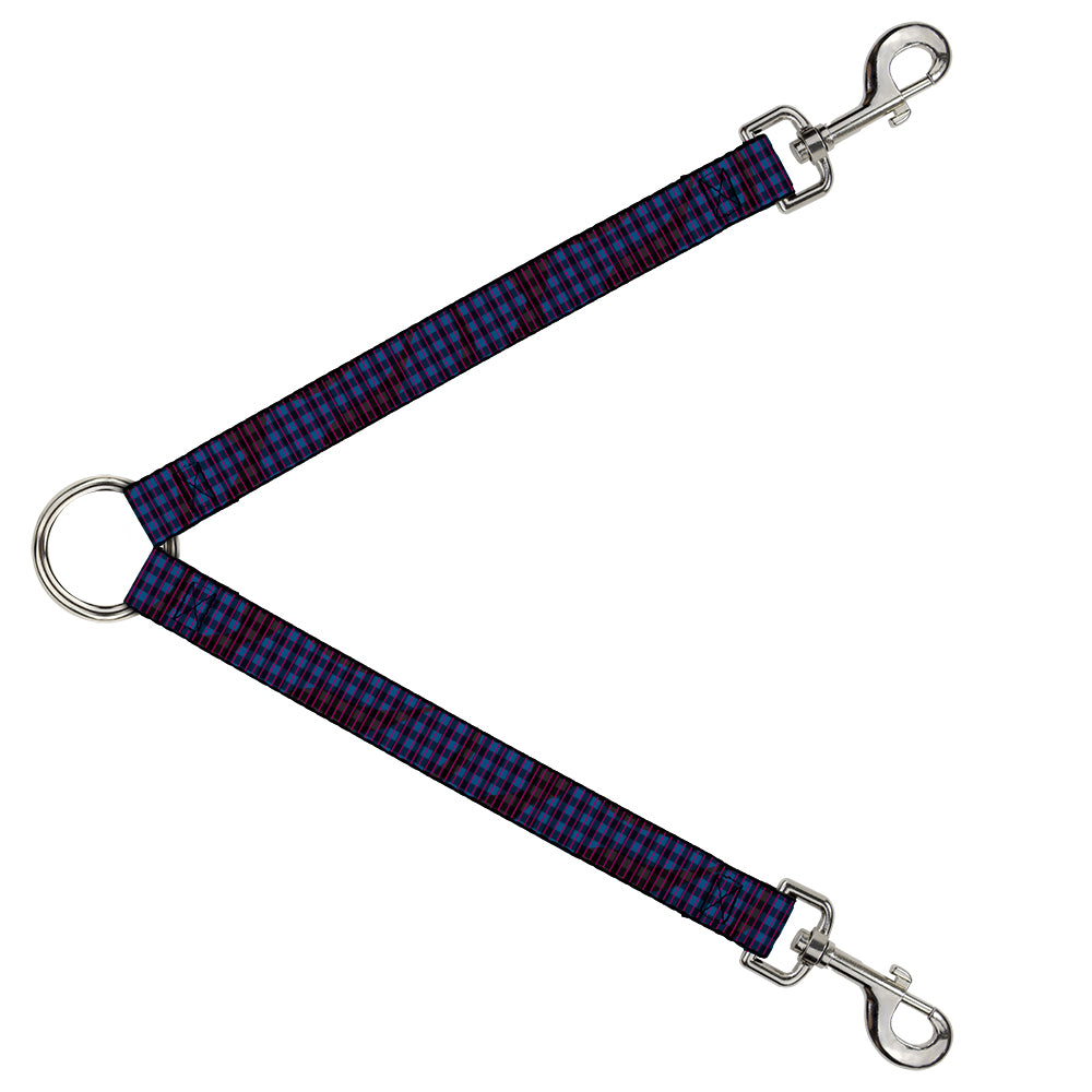 Dog Leash Splitter - Buffalo Plaid Abstract White/Black/Turquoise Dog Leash Splitters Buckle-Down   