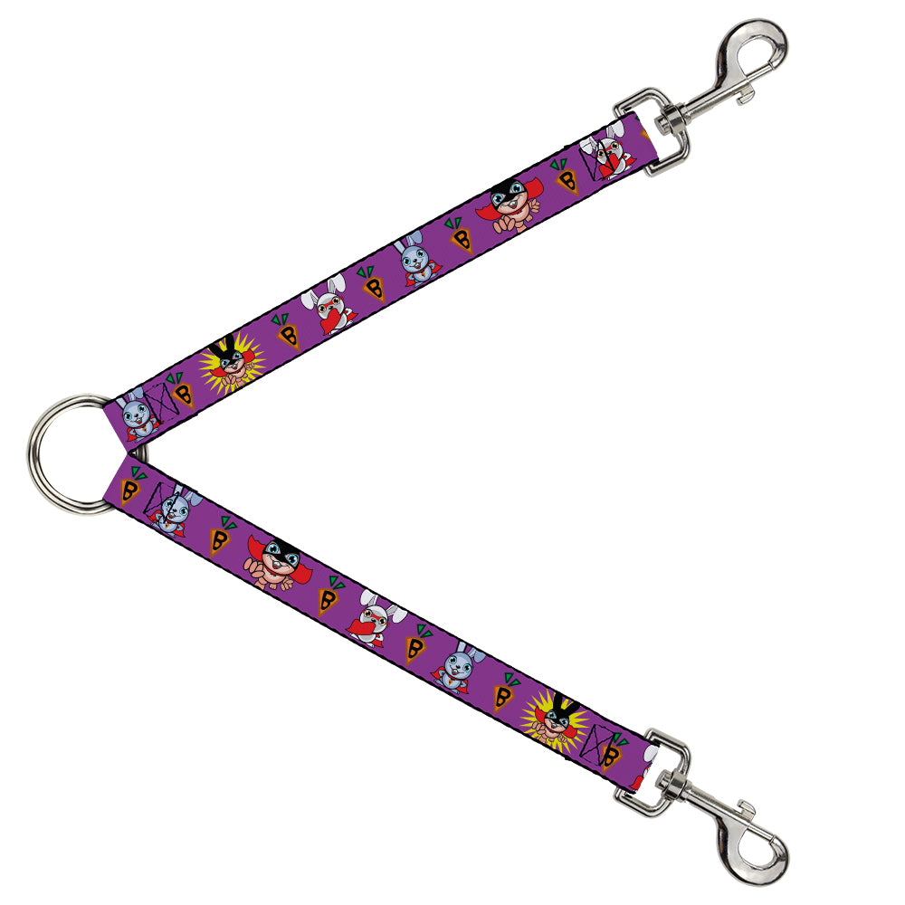 Dog Leash Splitter - Bunny Superhero Purple Dog Leash Splitters Buckle-Down   