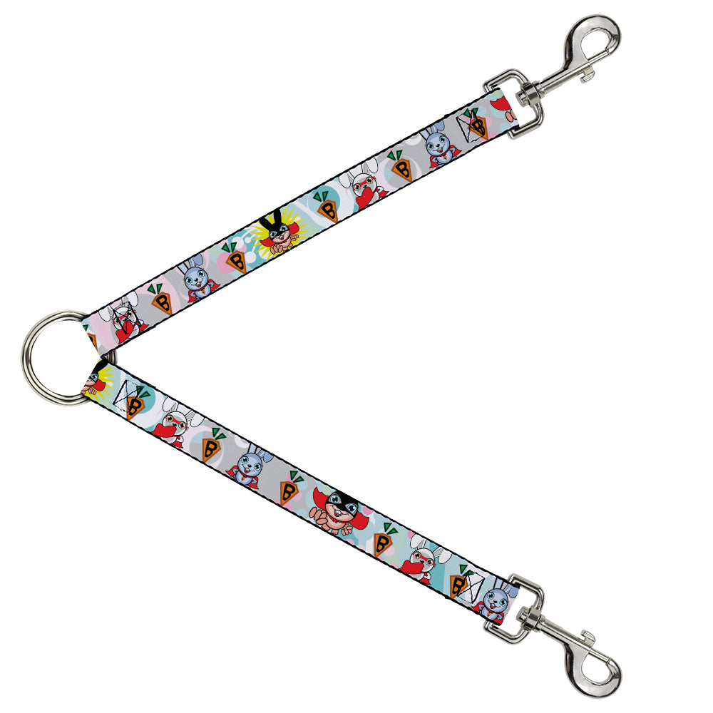 Dog Leash Splitter - Bunny Superhero Multi Pastel Dog Leash Splitters Buckle-Down   
