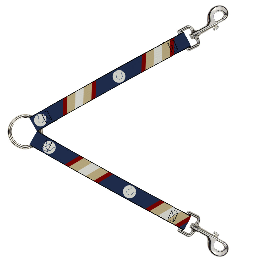 Dog Leash Splitter - Ball/Stripes Tan/Blue/Burgundy Dog Leash Splitters Buckle-Down   