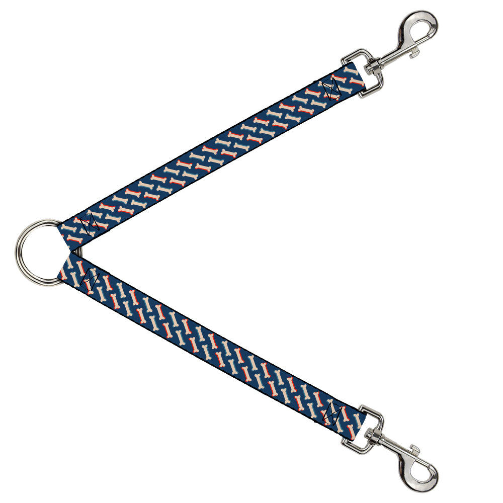 Dog Leash Splitter - Bones Blue/Tan/Red Dog Leash Splitters Buckle-Down   