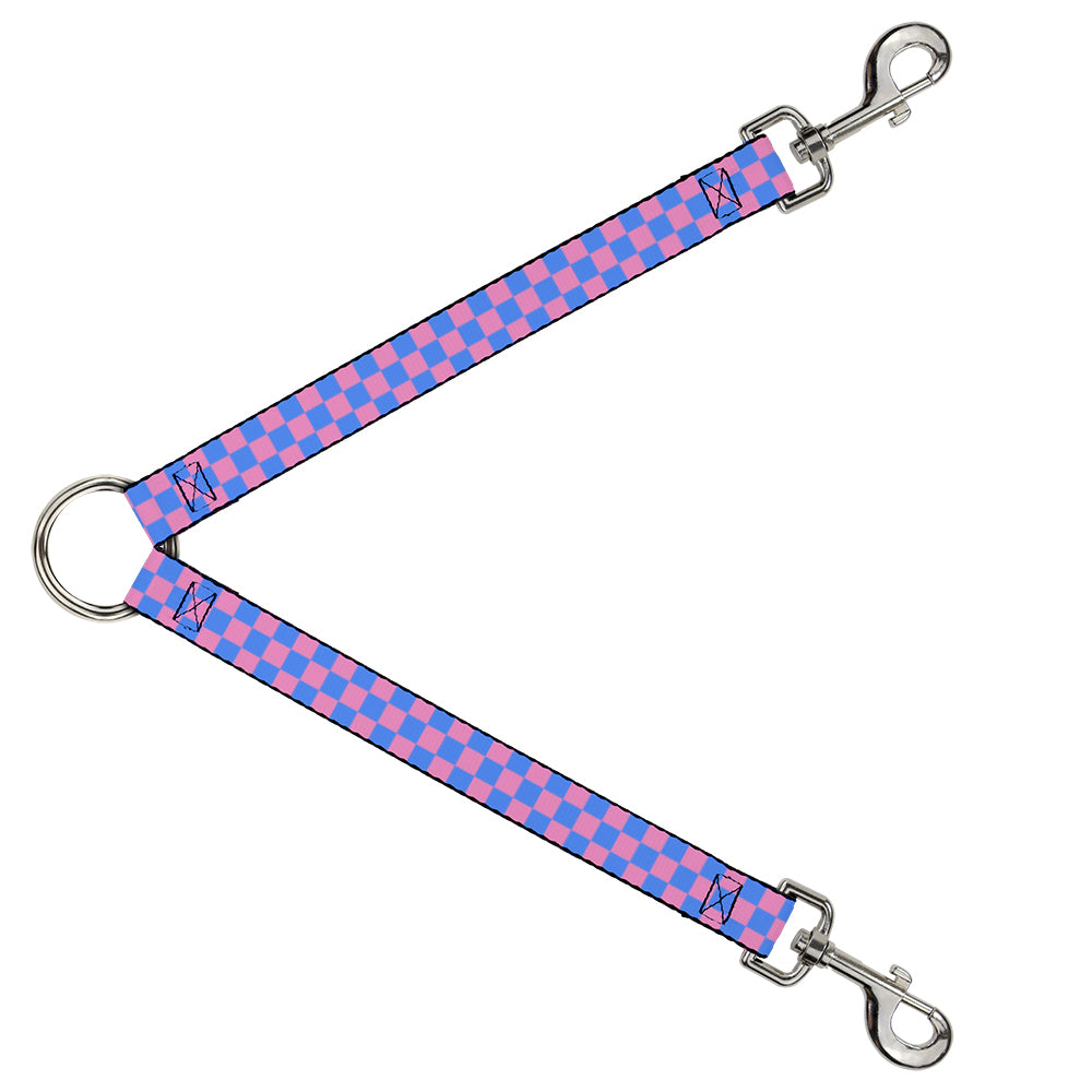 Dog Leash Splitter - Checker Baby Pink/Baby Blue Dog Leash Splitters Buckle-Down   