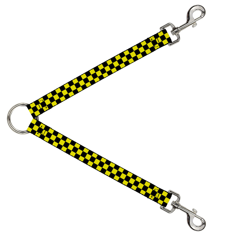 Dog Leash Splitter - Checker Black/Neon Yellow Dog Leash Splitters Buckle-Down   