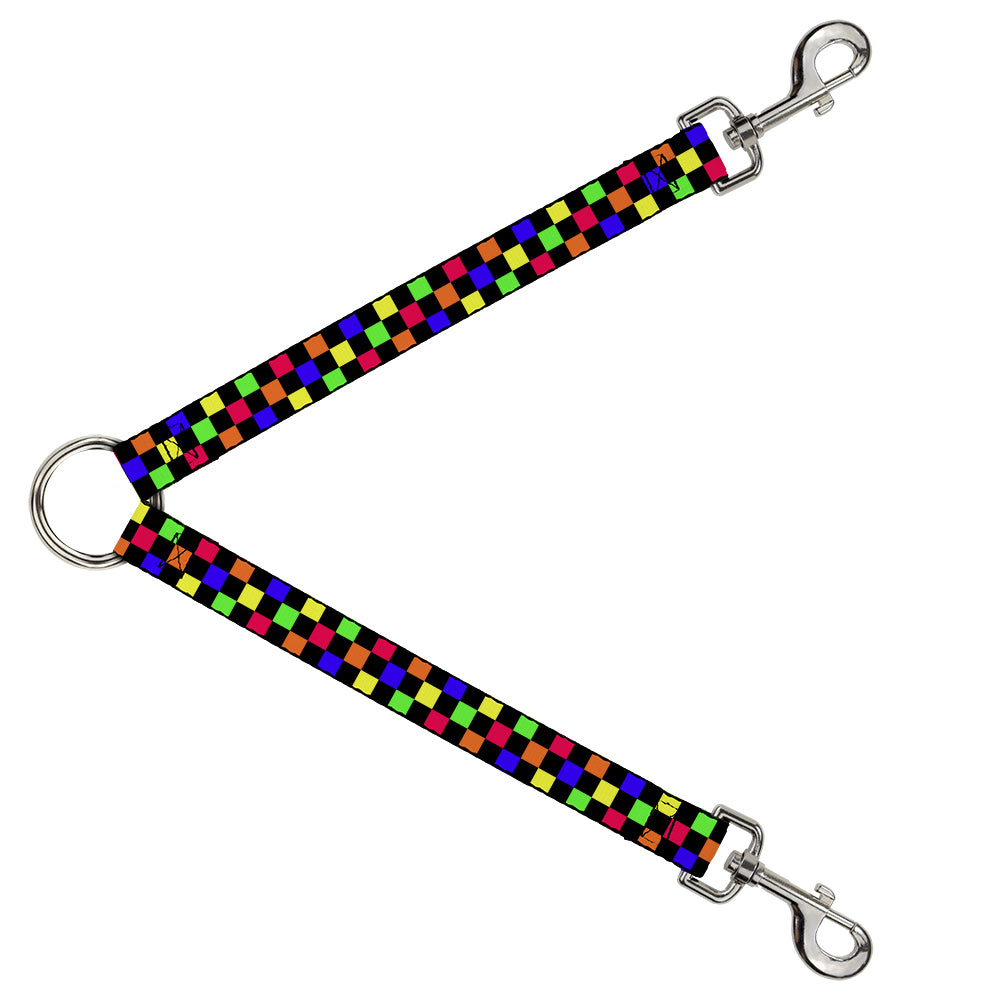 Dog Leash Splitter - Checker Black/Multi Neon Dog Leash Splitters Buckle-Down   