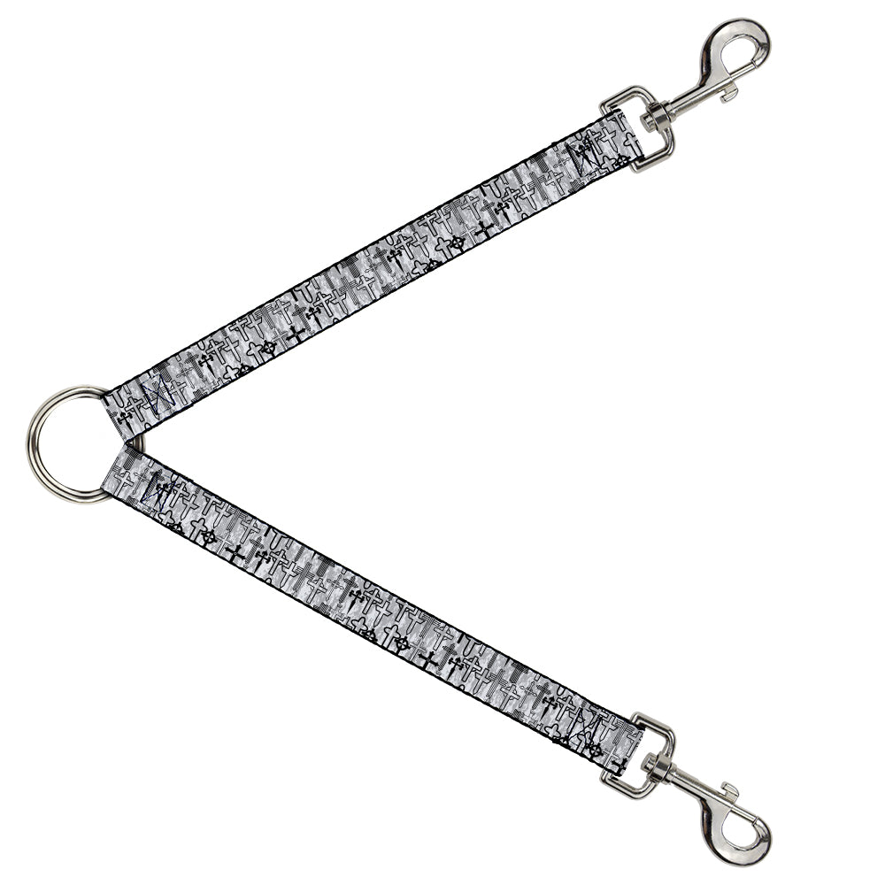 Dog Leash Splitter - Crosses Assorted Distressed White/Black Dog Leash Splitters Buckle-Down   
