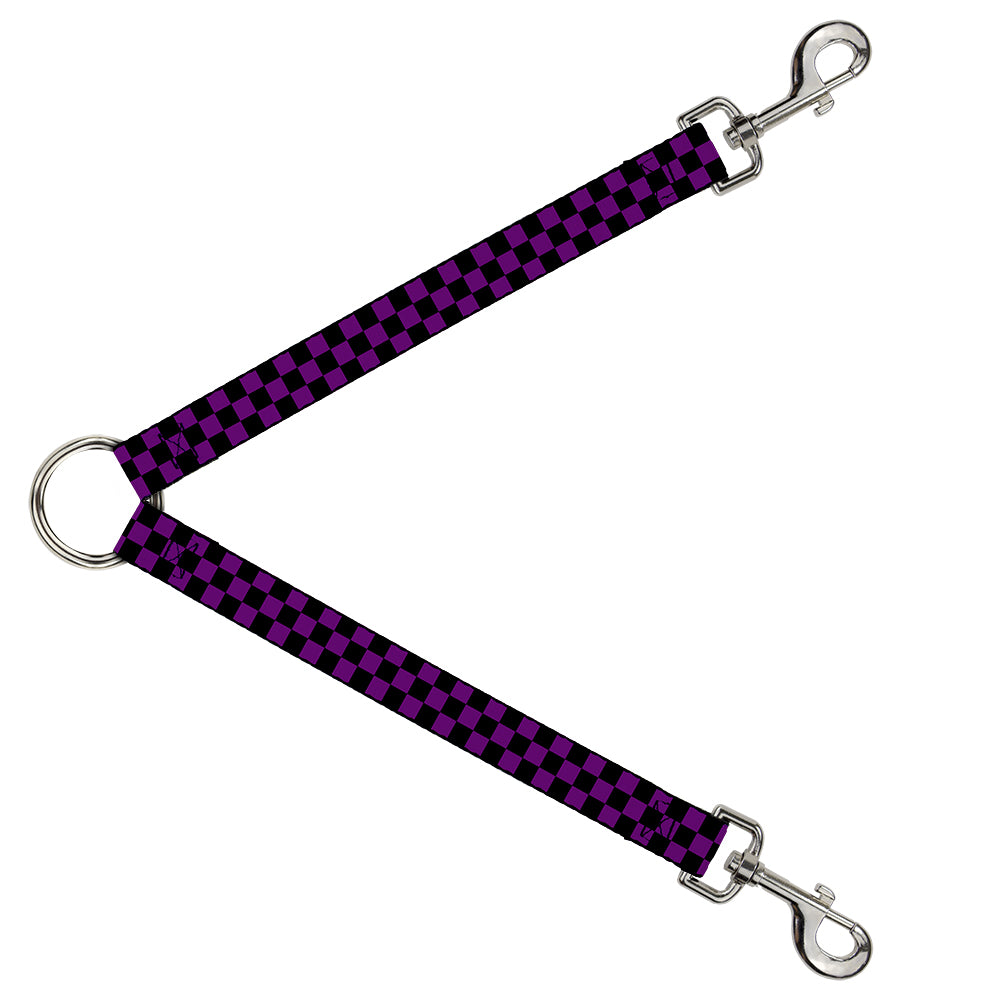 Dog Leash Splitter - Checker Black/Purple Dog Leash Splitters Buckle-Down   