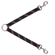 Dog Leash Splitter - Checker Stripe Black/Gray/Blue/Gold/Pink Dog Leash Splitters Buckle-Down   