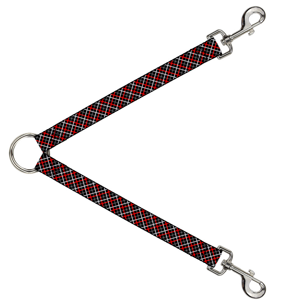 Dog Leash Splitter - Criss Cross Plaid Black/Gray/Red Dog Leash Splitters Buckle-Down   