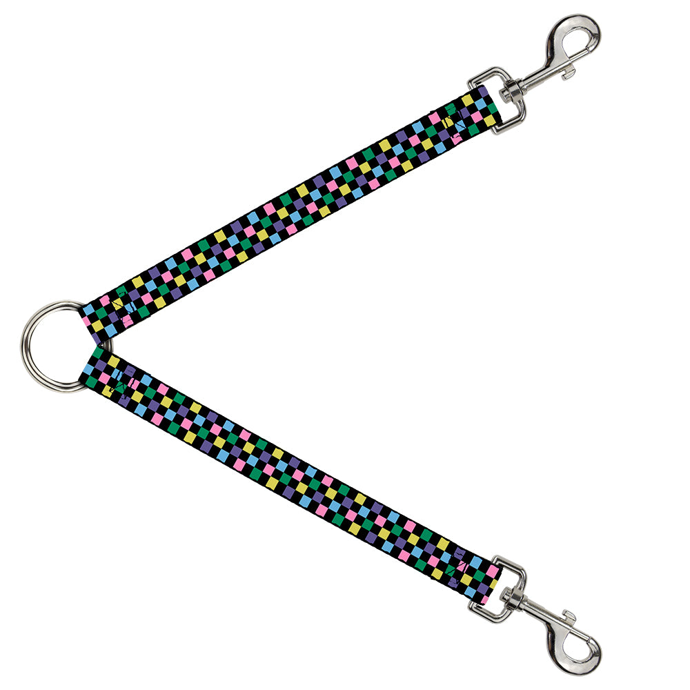 Dog Leash Splitter - Checker Black/Multi Pastel Dog Leash Splitters Buckle-Down   
