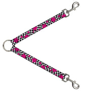 Dog Leash Splitter - Checker & Stars Black/White/Pink Dog Leash Splitters Buckle-Down   