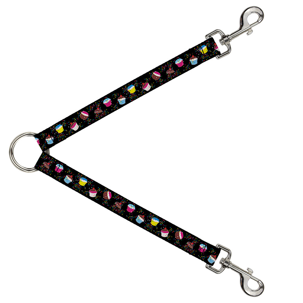 Dog Leash Splitter - Cupcake Sprinkles Black/Multi Color Dog Leash Splitters Buckle-Down   