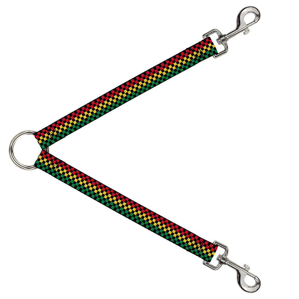 Dog Leash Splitter - Checker Black/Rasta Dog Leash Splitters Buckle-Down   