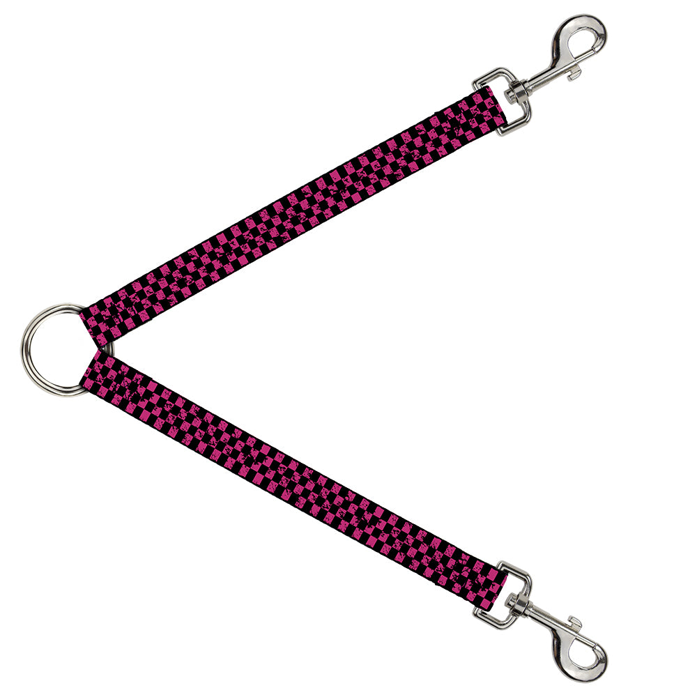 Dog Leash Splitter - Checker Weathered Black/Neon Pink Dog Leash Splitters Buckle-Down   