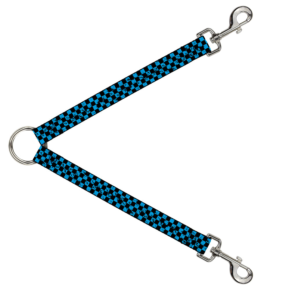 Dog Leash Splitter - Checker Weathered Black/Turquoise Dog Leash Splitters Buckle-Down   