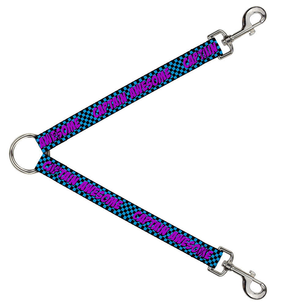 Dog Leash Splitter - CAPTAIN AWESOME Turquoise Checker/Fuchsia Dog Leash Splitters Buckle-Down   