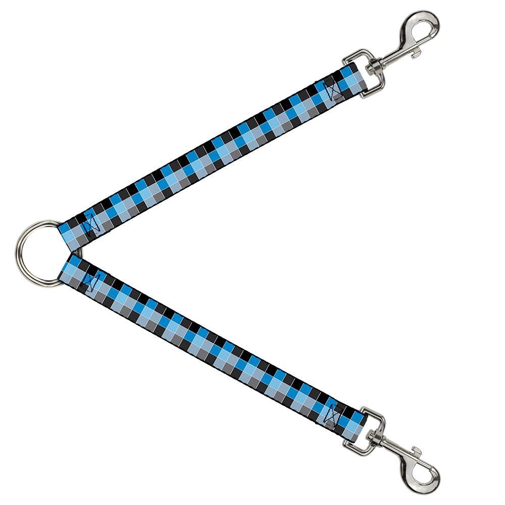 Dog Leash Splitter - Checker Mosaic Blue Dog Leash Splitters Buckle-Down   