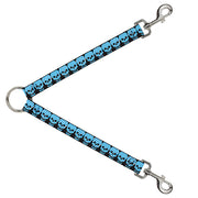 Dog Leash Splitter - Checker & Stripe Skulls Black/White/Baby Blue Dog Leash Splitters Buckle-Down   