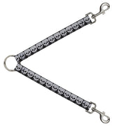 Dog Leash Splitter - Checker & Stripe Skulls Black/White/Gray Dog Leash Splitters Buckle-Down   