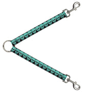 Dog Leash Splitter - Checker & Stripe Skulls Black/White/Green Dog Leash Splitters Buckle-Down   
