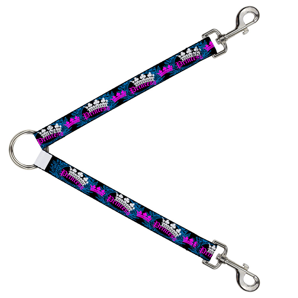Dog Leash Splitter - Crown Princess Oval Black/Turquoise Dog Leash Splitters Buckle-Down   