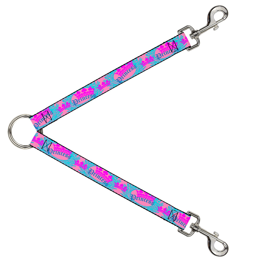 Dog Leash Splitter - Crown Princess Oval Pink/Turquoise Dog Leash Splitters Buckle-Down   