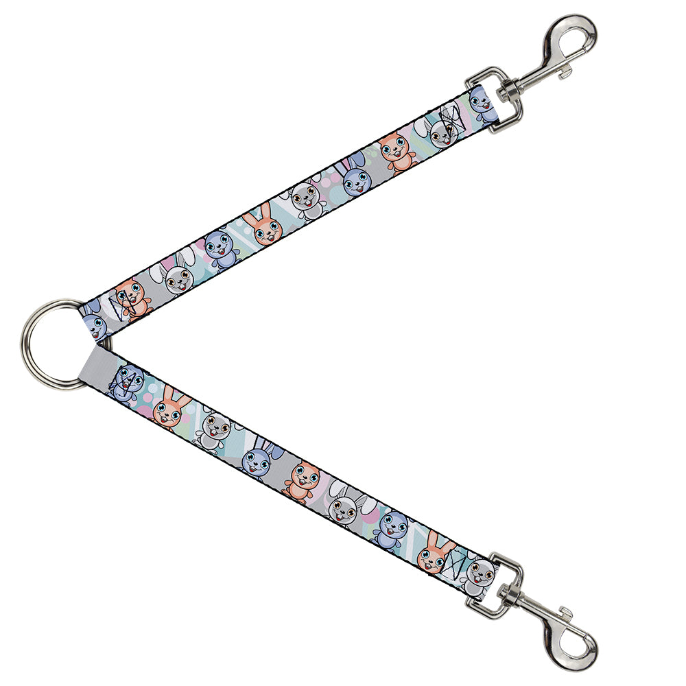 Dog Leash Splitter - Cute Bunnies Multi Pastel Dog Leash Splitters Buckle-Down   