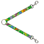 Dog Leash Splitter - Cute Dinosaurs Yellow/Green Dog Leash Splitters Buckle-Down   