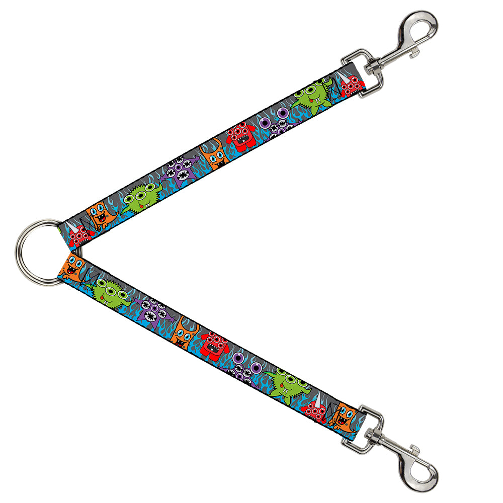 Dog Leash Splitter - Cute Monsters Gray/Flame Blue Dog Leash Splitters Buckle-Down   