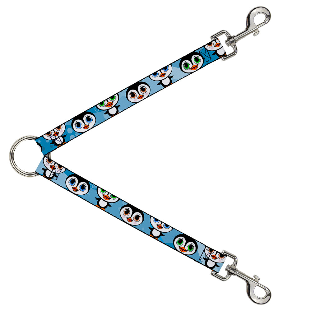 Dog Leash Splitter - Cute Penguins Blue Bubbles Dog Leash Splitters Buckle-Down   