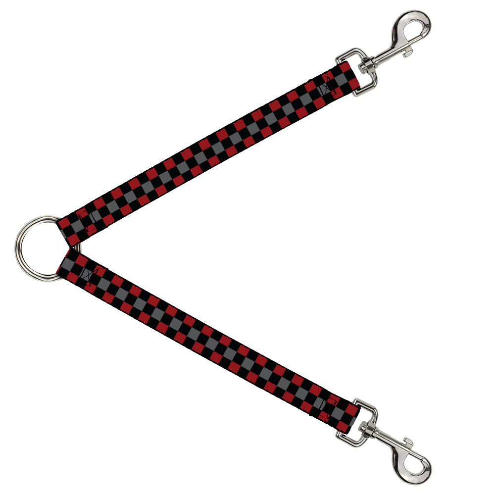 Dog Leash Splitter - Checker Black/Gray/2 Red Dog Leash Splitters Buckle-Down   