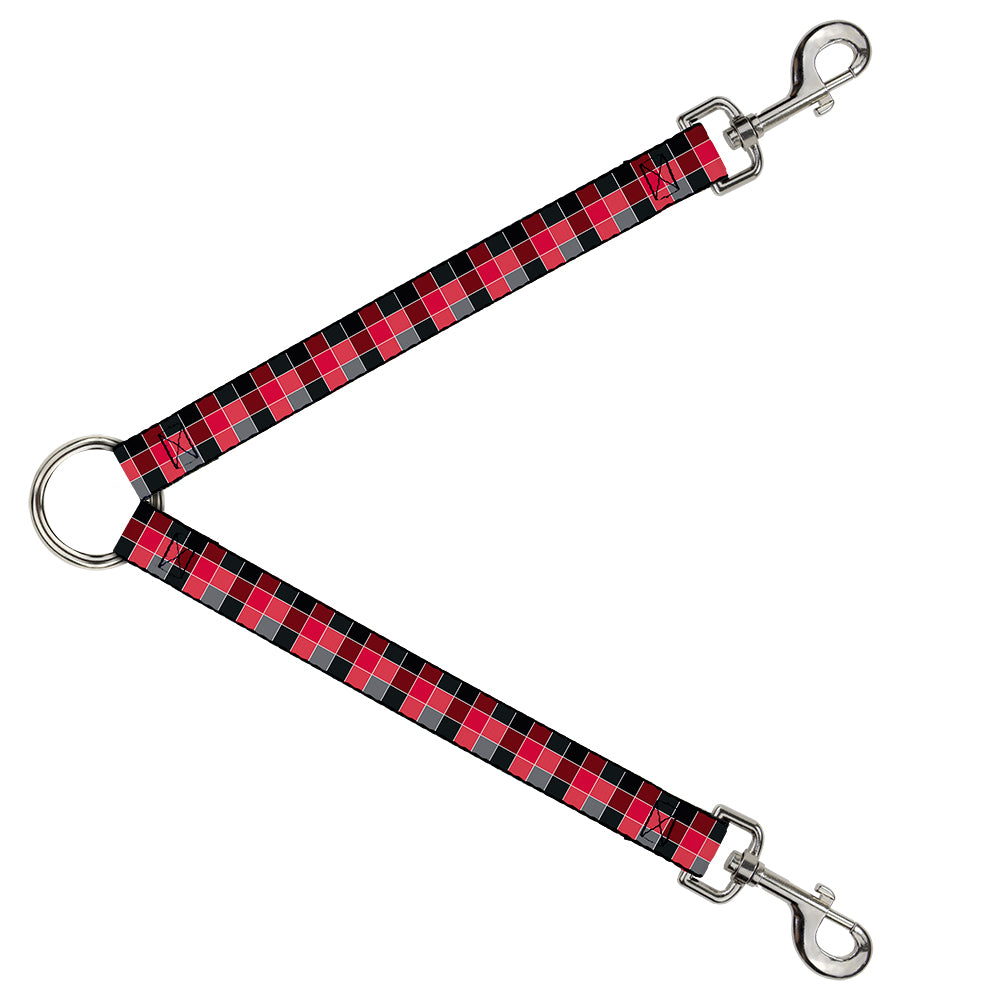 Dog Leash Splitter - Checker Mosaic Red Dog Leash Splitters Buckle-Down   