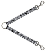 Dog Leash Splitter - Diamonds White/Gray w/Skulls Dog Leash Splitters Buckle-Down   