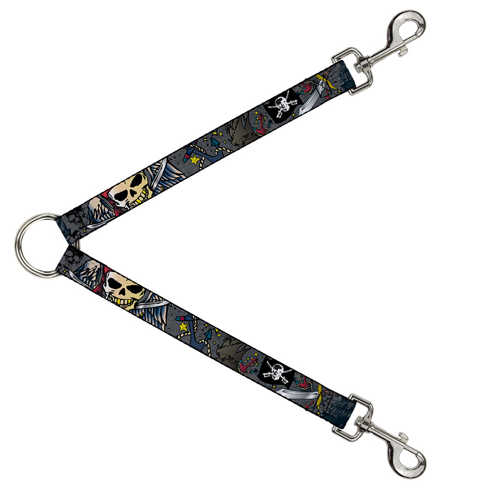 Dog Leash Splitter - Dead Men Tell No Tales Gray Dog Leash Splitters Buckle-Down   