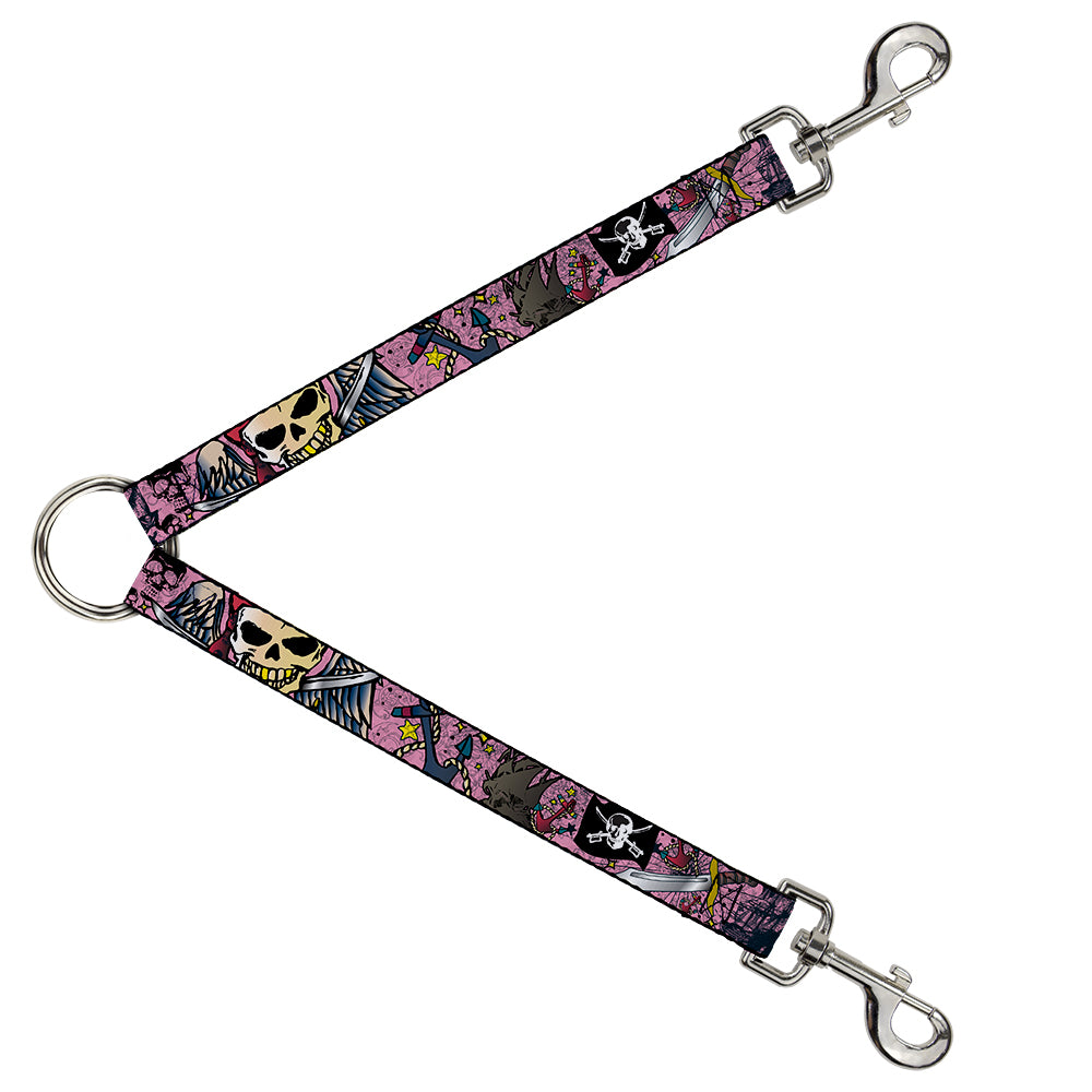 Dog Leash Splitter - Dead Men Tell No Tales Pink Dog Leash Splitters Buckle-Down   