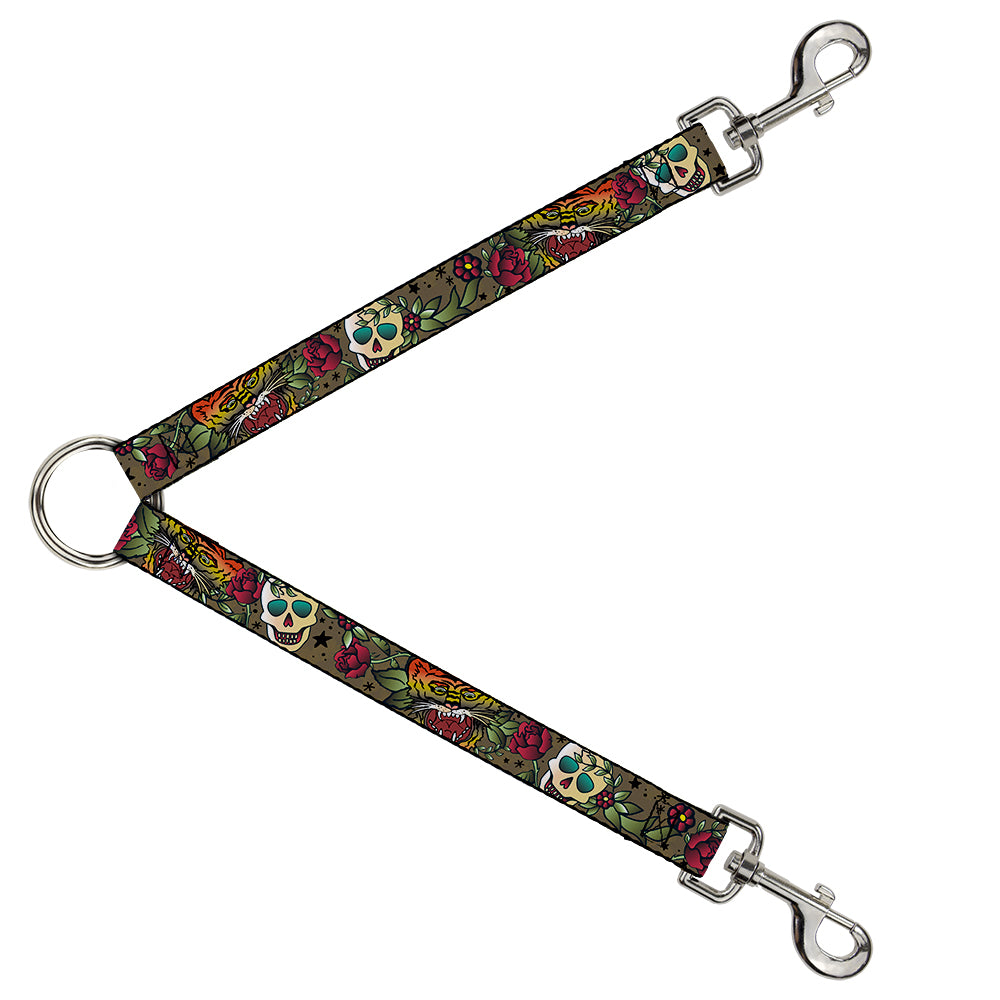 Dog Leash Splitter - Death Before Dishonor CLOSE-UP Olive Dog Leash Splitters Buckle-Down   