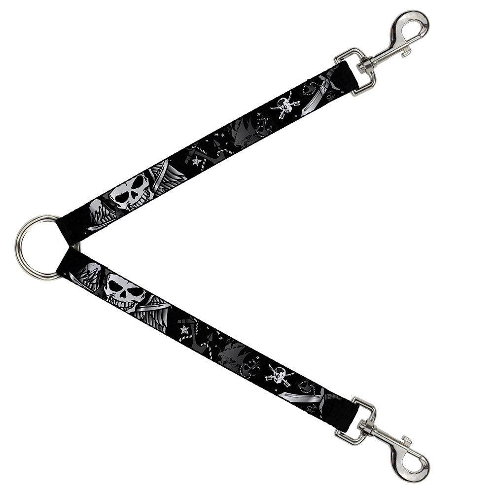 Dog Leash Splitter - Dead Men Tell No Tales Black/White Dog Leash Splitters Buckle-Down   