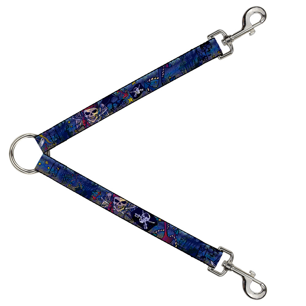 Dog Leash Splitter - Dead Men Tell No Tales CLOSE-UP Turquoise Dog Leash Splitters Buckle-Down   