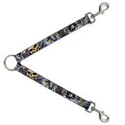 Dog Leash Splitter - Dead Men Tell No Tales CLOSE-UP White Dog Leash Splitters Buckle-Down   