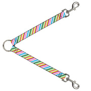 Dog Leash Splitter - Diagonal Stripes White/Multi Color Dog Leash Splitters Buckle-Down   