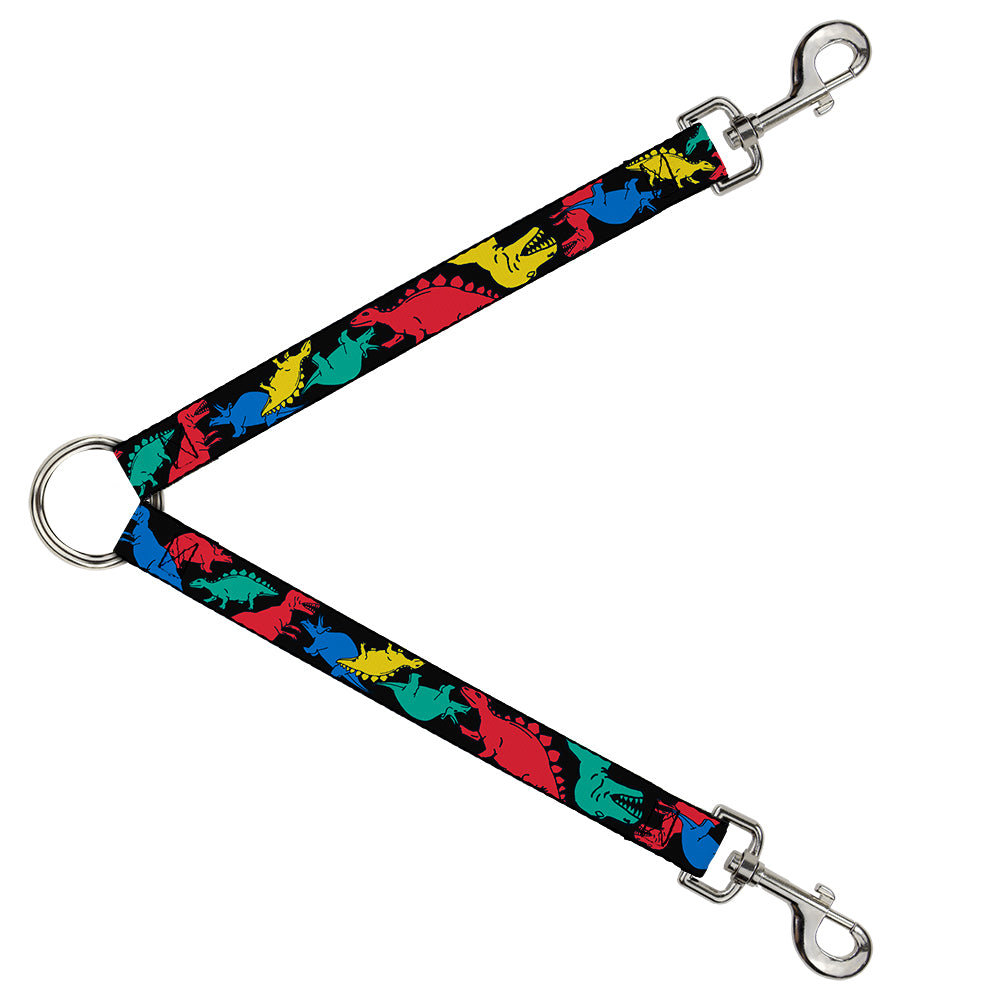 Dog Leash Splitter - Dinosaurs Black/Multi Color Dog Leash Splitters Buckle-Down   