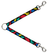 Dog Leash Splitter - Dinosaurs Black/Multi Color Dog Leash Splitters Buckle-Down   