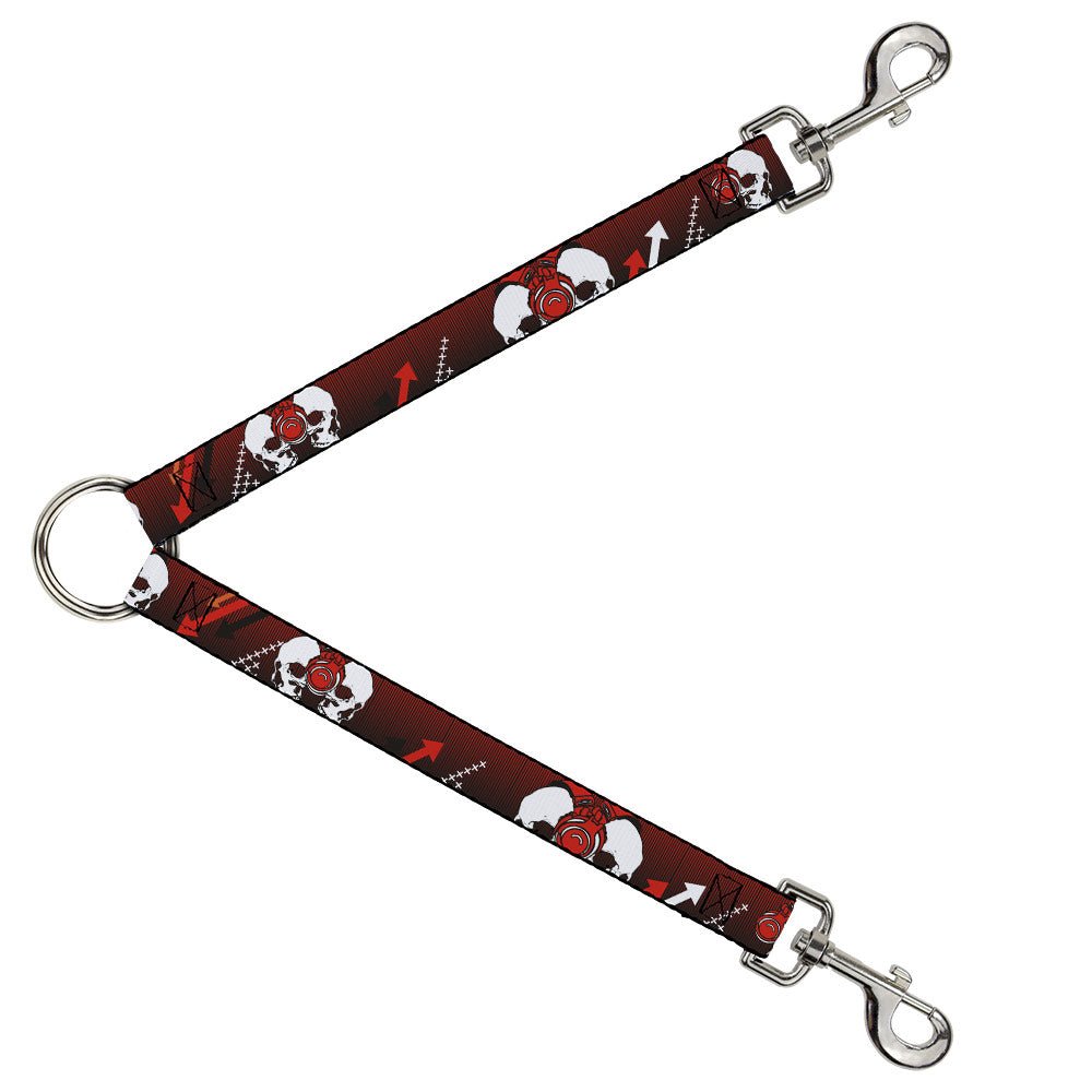 Dog Leash Splitter - DJ Skulls Up/Down Black/Red Dog Leash Splitters Buckle-Down   