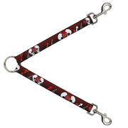 Dog Leash Splitter - DJ Skulls Up/Down Black/Red Dog Leash Splitters Buckle-Down   