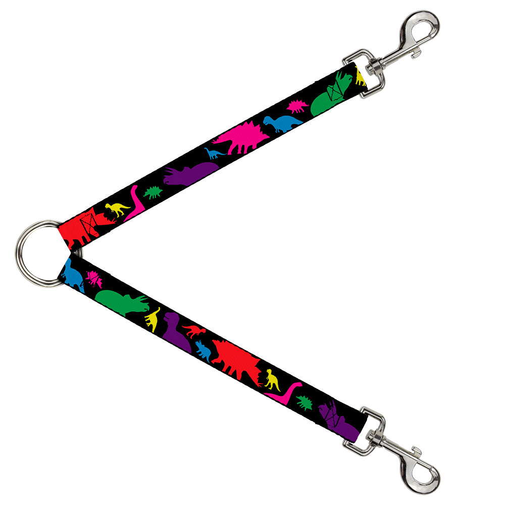 Dog Leash Splitter - Dinosaur Silhouette Black/Multi Color Dog Leash Splitters Buckle-Down   