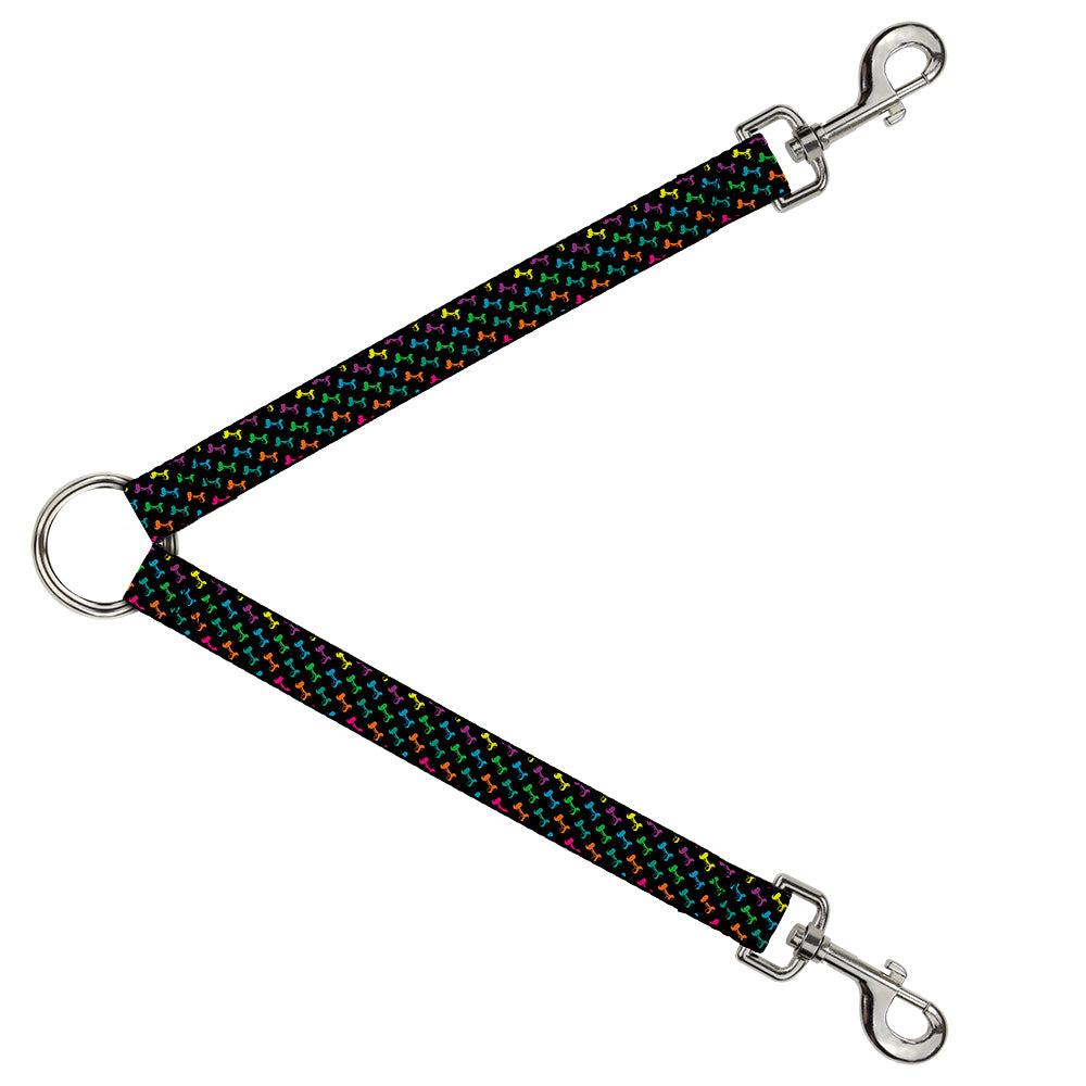 Dog Leash Splitter - Dog Bone Black/Multi Color Dog Leash Splitters Buckle-Down   